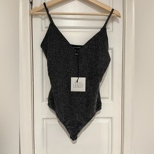 Revamped black glitter bodysuit